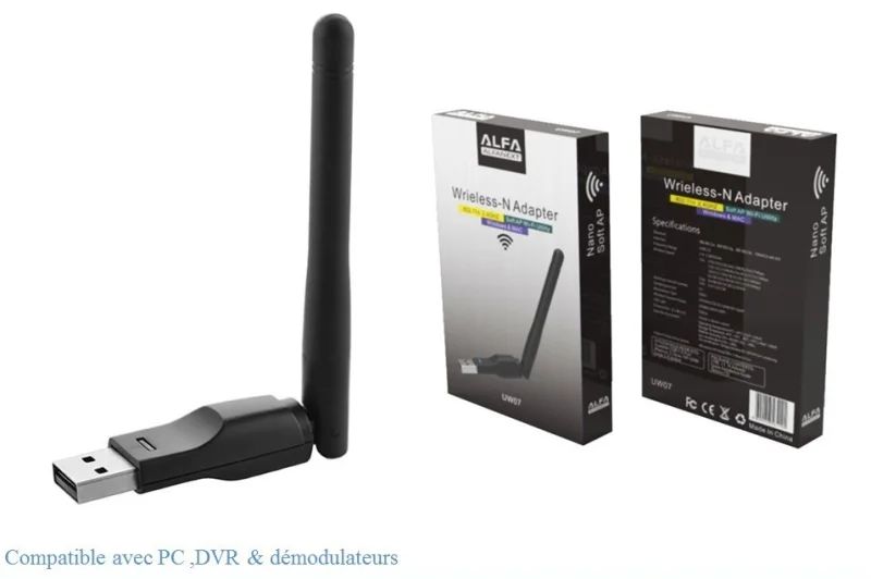 CLE WIFI+ANTENNE 300MBPS ALFA-UW07 - image principale