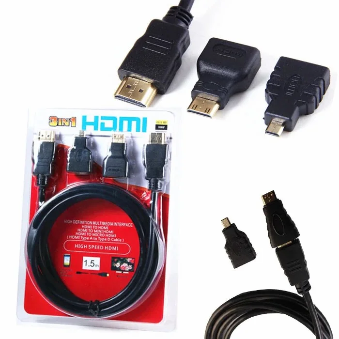 KIT CABLE HDMI M/M+ADAPT MINI+MICRO HDMI - image principale