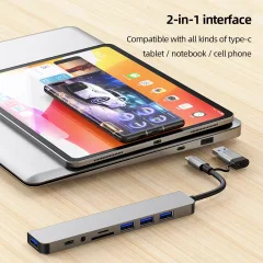 ADAPTATEUR TYPE-C 8 IN 1 TO USB TYPE-C TO TYPE C / / 4USB /SD+SF