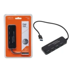 HUB 4 PORTS USB 2.0 AVEC CABLE DE 30 CM